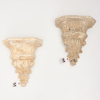 Pair Neoclassical style plaster wall pockets