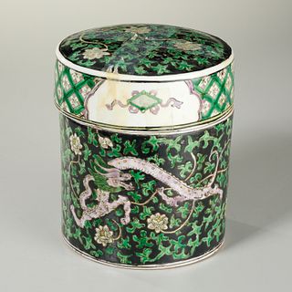Chinese famille noir porcelain covered dragon jar