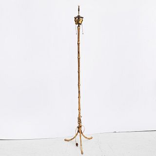 Modernist gilt metal faux bamboo floor lamp