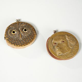 (2) antique English novelty figural coin purses