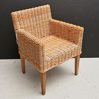 JM Frank style woven rattan armchair