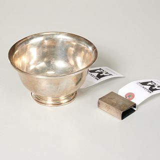 Sterling silver footed bowl & match book holder