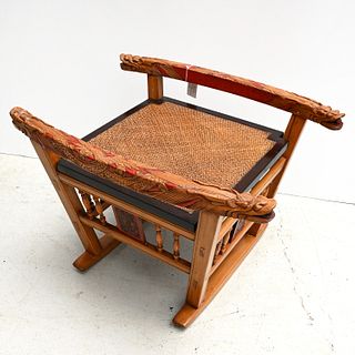 Chinese carved wood cradle stand table