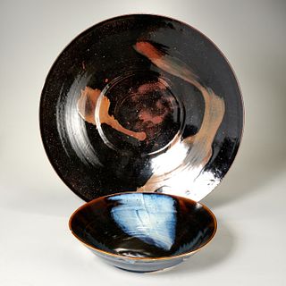 Modernist pottery charger and bowl