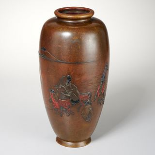 Japanese Meiji style bronze vase