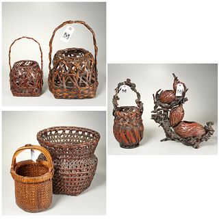 (6) vintage Japanese Ikebana baskets