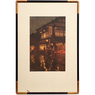 Hiroshi Yoshida, framed woodblock print