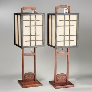 Pair Japanese Modern lantern lamps