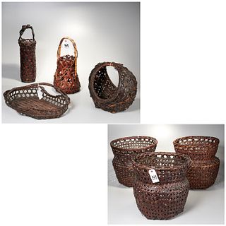 (7) old Japanese Ikebana and work baskets