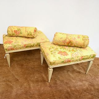 Pair Directoire style upholstered stools
