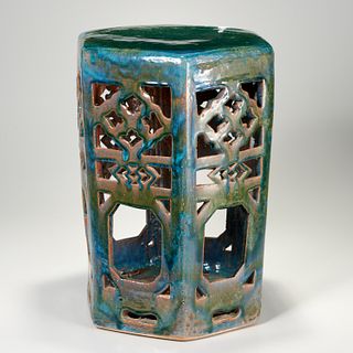 Green-glazed ceramic garden seat