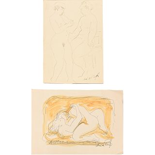 Jose De Creeft, (2) nude drawings