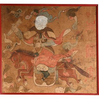 Large and early Asian painting on silk