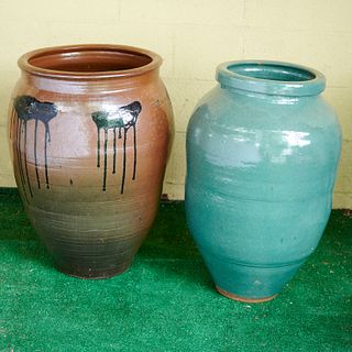 (2) Large Japanese Modern garden urns