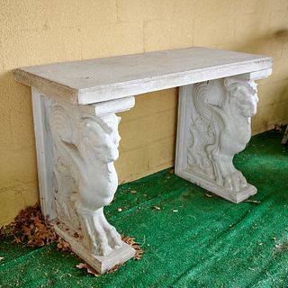 Neoclassical style cast stone griffin console