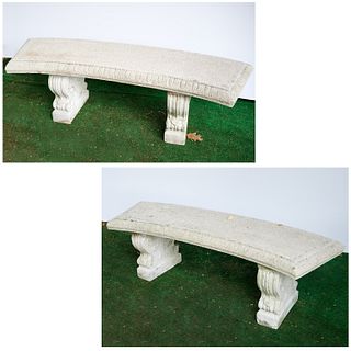 Pair Neo-Classical style cast stone garden benches