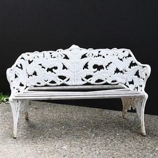 Victorian style cast metal & wood garden bench