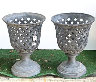 (2) Regency style lead garden urns