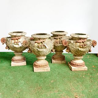 Set (4) large composite garden urns