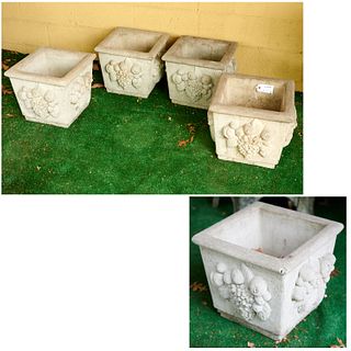 Set (5) cast stone garden planters