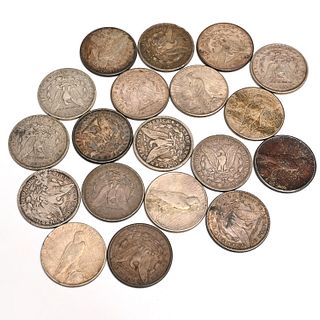 (13) Morgan and (6) Liberty Peace silver dollars