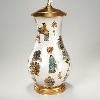 Chinoiserie decalomania table lamp