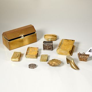 (11) antique miniature metalware boxes & snuffs