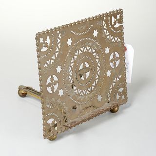 Victorian pierced brass folding book stand