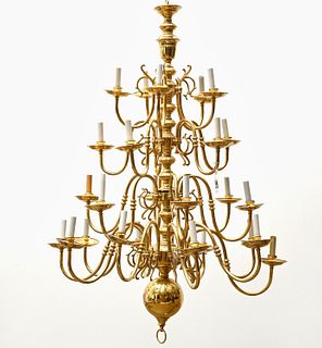 Dutch baroque style 26-light brass chandelier