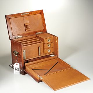 Nice antique oak drop-front travel desk