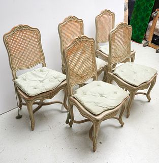 Set (5) Louis XV style carved dining chairs
