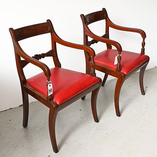 Pair Federal style carved mahogany armchairs