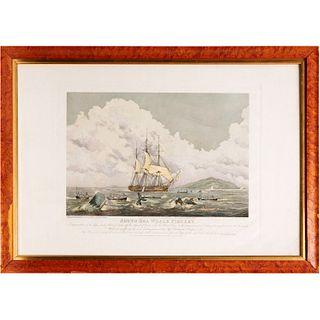 Sutherland, hand-colored whaling engraving