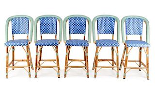 Set of 5 Drucker Rattan Woven Bistro Chairs