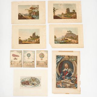Group of hand-colored etchings and engravings