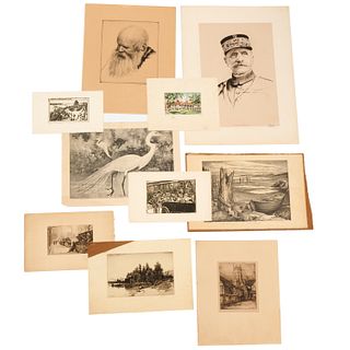 (10) Signed etchings, engravings, lithographs