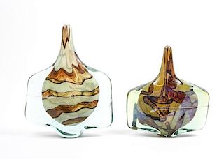 Two Maltese Mdina Art Glass "Fish Vases", 1980