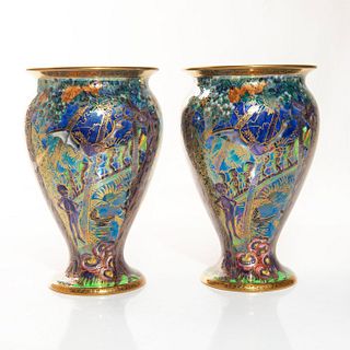 Pair Of Wedgwood Fairyland Lustre Vases, Woodland Elves Z5462
