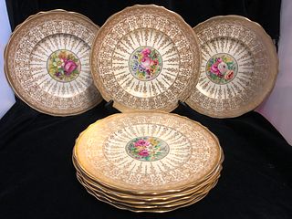 Set Of 8 cauldon China Hand Painted Cabinet Plates