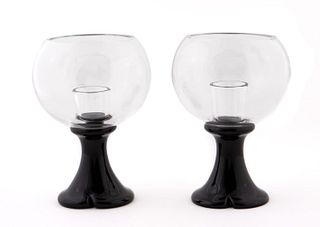 PAIR, SEGUSO GLASS CANDLESTICKS BY ELSA PERETTI