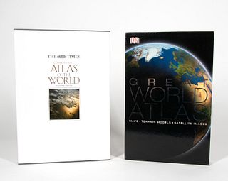 TWO, OVERSIZED WORLD ATLAS DECORATIVE ART BOOKS