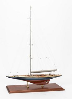 CONTEMPORARY POLYCHROMED WOODEN SAILBOAT MODEL