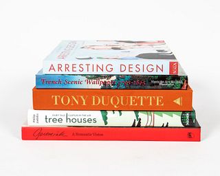FIVE HARDCOVER ART BOOKS ON DECORATING AND DESIGN