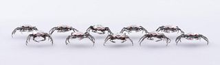 SET, 10 BUCCELLATI STERLING SILVER CRAB PILL BOXES