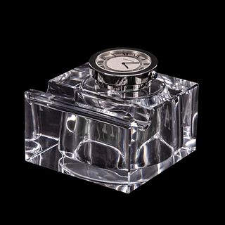 LIMITED EDITION CARTIER CRYSTAL INKWELL AND CLOCK