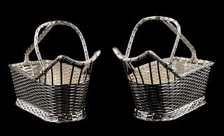 PAIR, CHRISTOFLE WOVEN WINE CADDY BASKETS