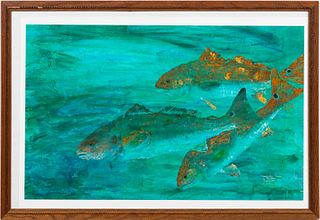 FRED FISHER, "DEEP WATER REDS" LITHOGRAPH 75/350