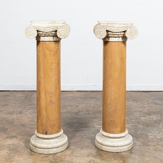 PAIR, NEOCLASSICAL STYLE TWO-TONE MARBLE PEDESTALS