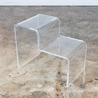 MCM HEAVY LUCITE STEPPED WATERFALL SIDE TABLE