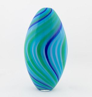SEGUSO MURANO BLUE/GREEN SWIRL ART GLASS VASE